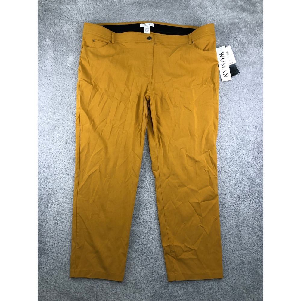 89th + Madison Pants Women 22 (44x27.5) Yellow NWT Ankle Length Comfort Waist